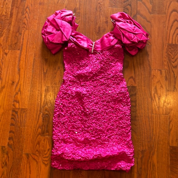 Zum Zum Dresses Vintage 992 Zum Zum Hot Pink Sequins Prom